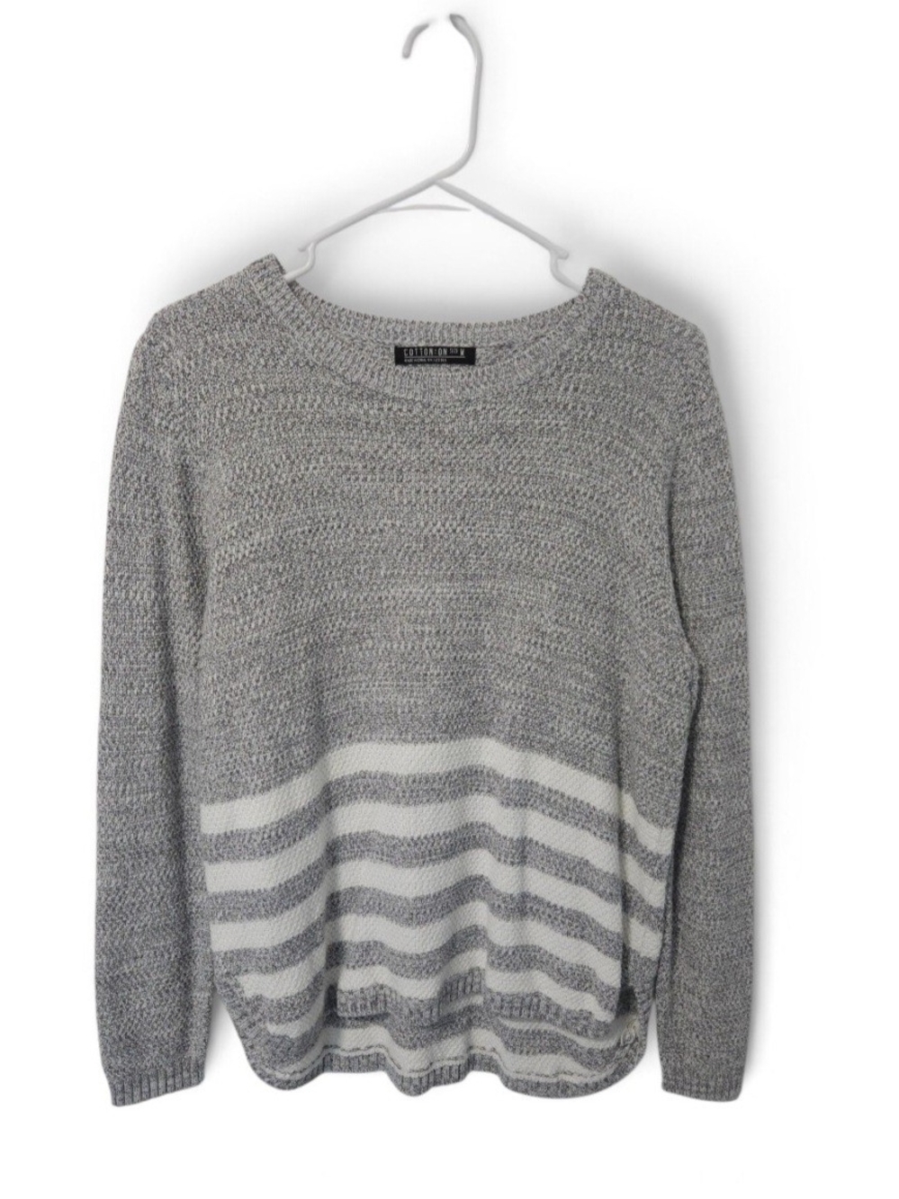Cotton On Gray Crewneck Sweater with White Stripes